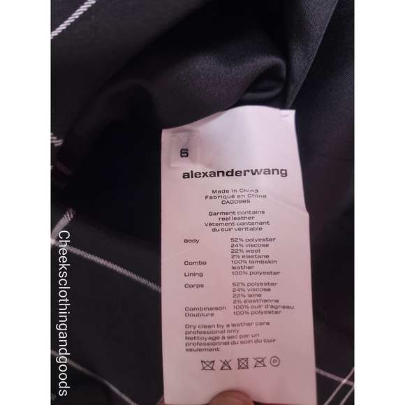 Alexander Wang Plaid Double Breasted Blazer Black White Zip Sleeve Women - Picture 10 of 12